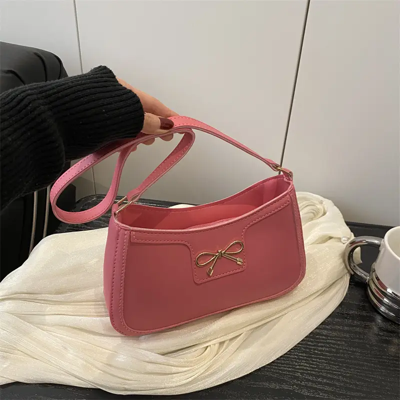 Light Brown Korean Style Shoulder Bag with Bow Detail - Image 7