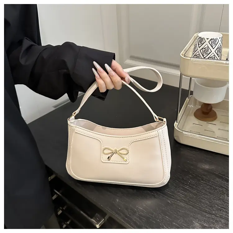 Light Brown Korean Style Shoulder Bag with Bow Detail — feature 19