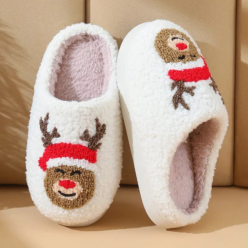 2025 Cross-Border Children's Cotton Slippers with Heart Design for Girls, Thick Cartoon Home Plush Heart Cotton Slippers Temu