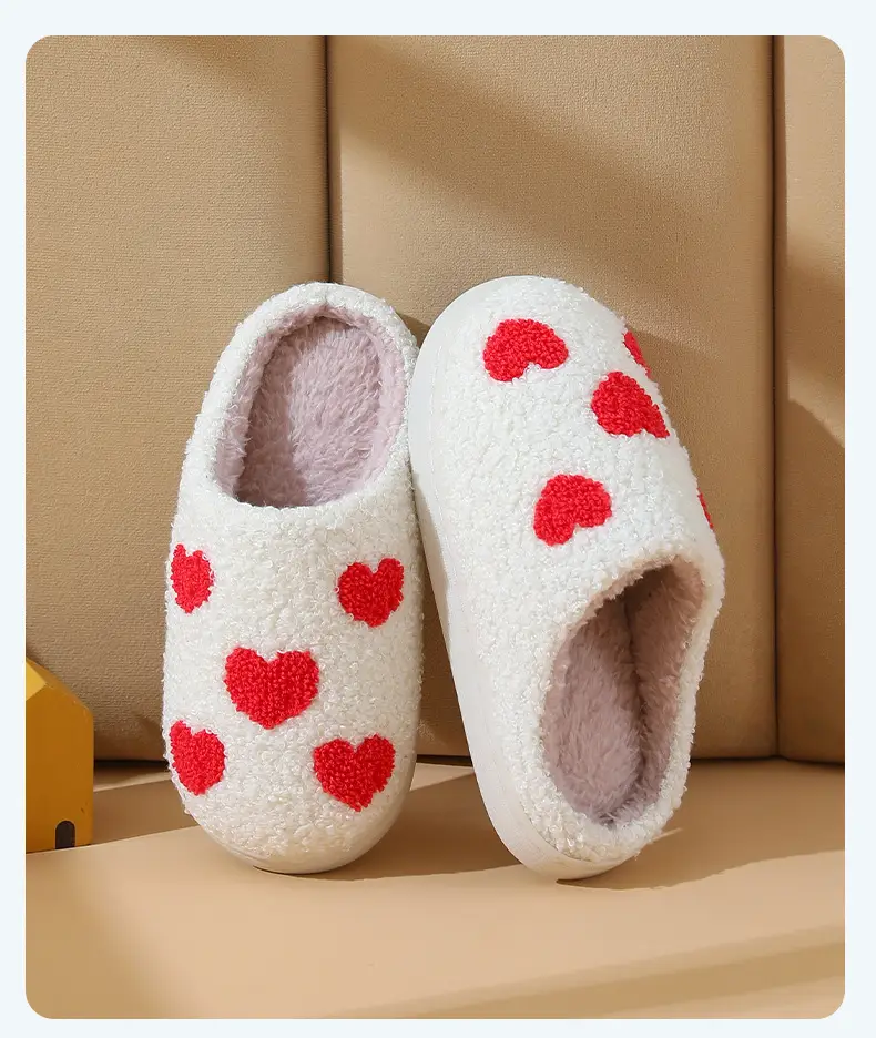2025 Cross-Border Children's Cotton Slippers with Heart Design for Girls, Thick Cartoon Home Plush Heart Cotton Slippers Temu — feature 14
