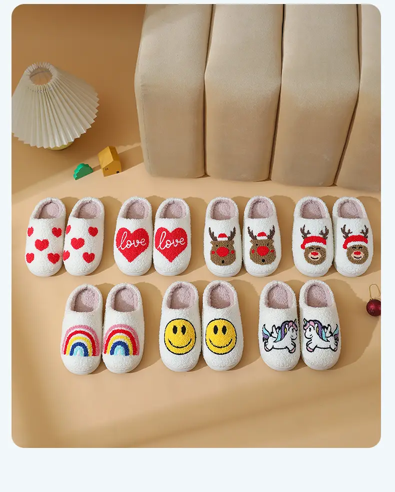 2025 Cross-Border Children's Cotton Slippers with Heart Design for Girls, Thick Cartoon Home Plush Heart Cotton Slippers Temu — feature 19