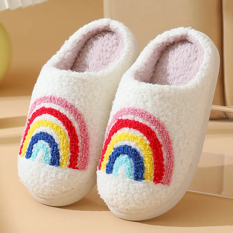 2025 Cross-Border Children's Cotton Slippers with Heart Design for Girls, Thick Cartoon Home Plush Heart Cotton Slippers Temu