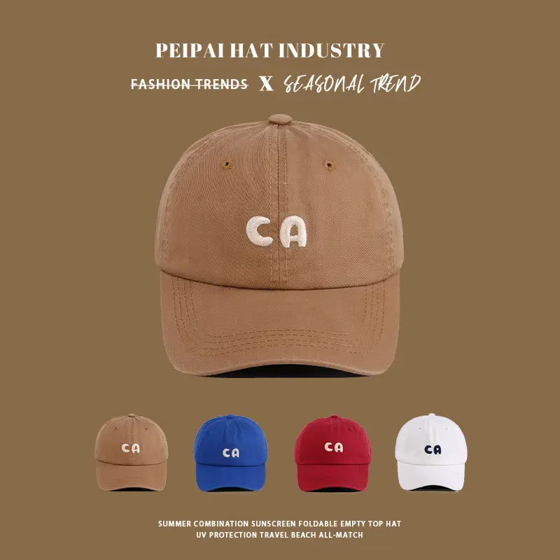 Men Sun Hat with Letter Embroidery Tan Baseball Cap - Image 4