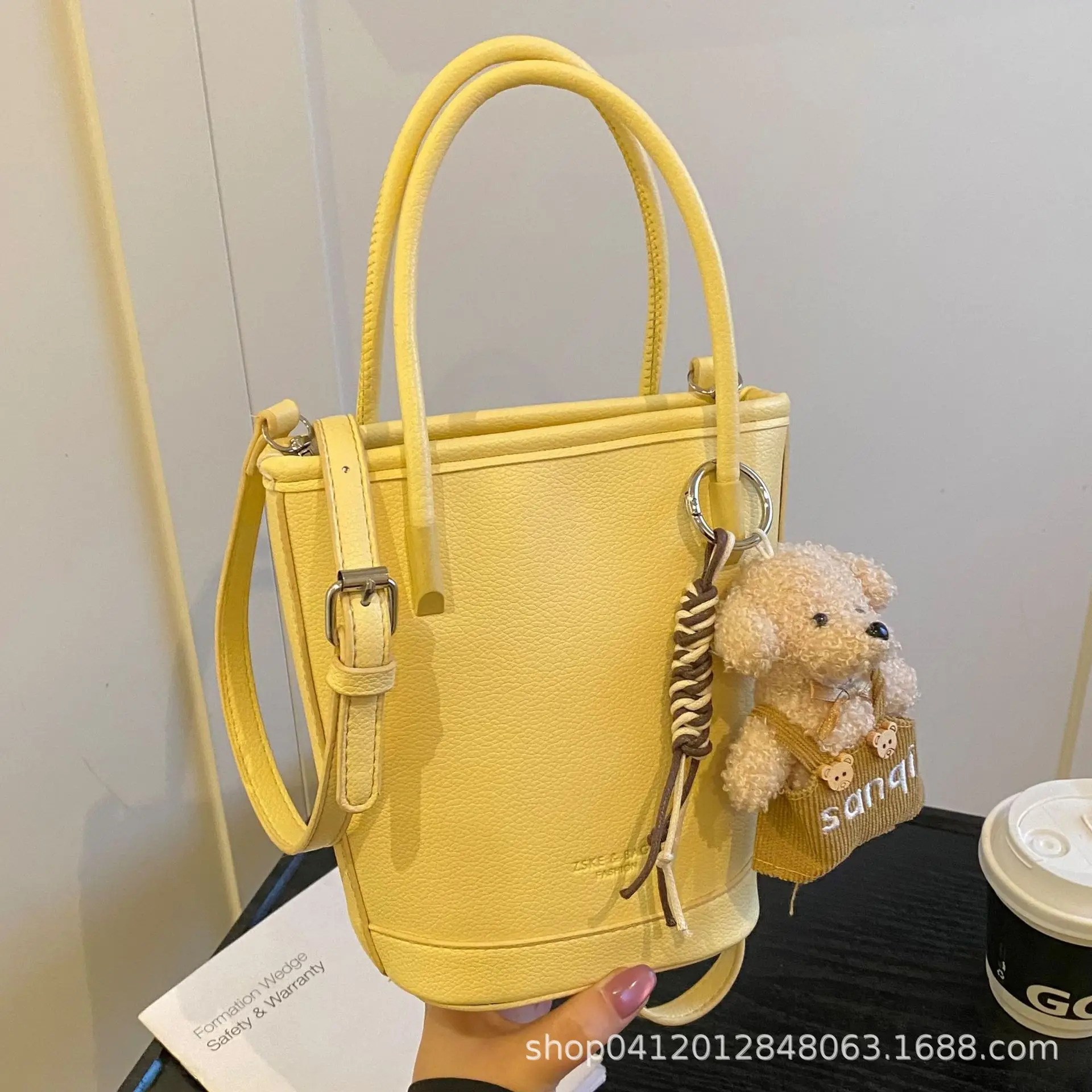 Beige Soft Leather One-Shoulder Crossbody Bag for Women