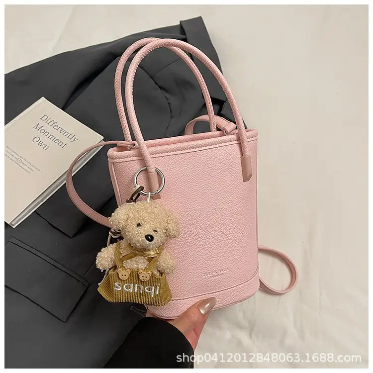 Beige Soft Leather One-Shoulder Crossbody Bag for Women