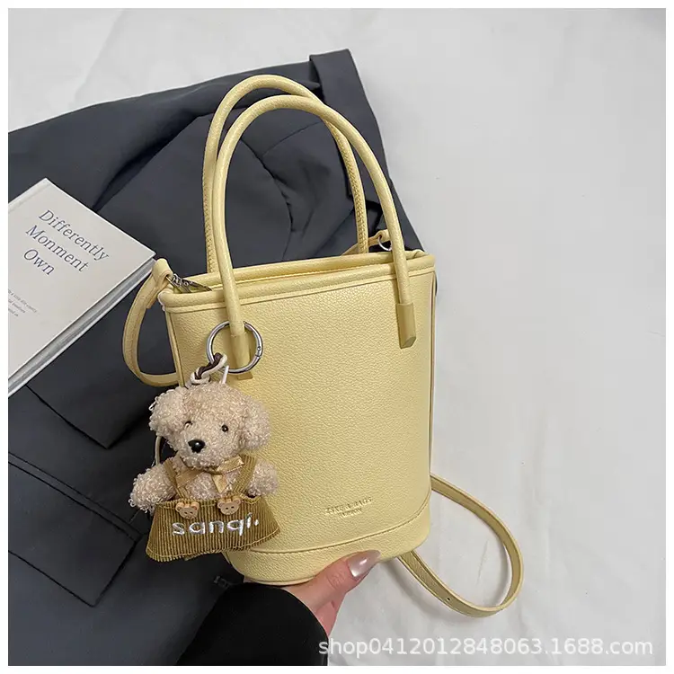 Beige Soft Leather One-Shoulder Crossbody Bag for Women