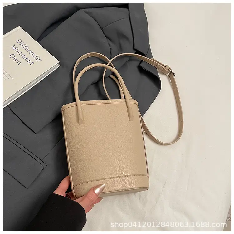 Beige Soft Leather One-Shoulder Crossbody Bag for Women
