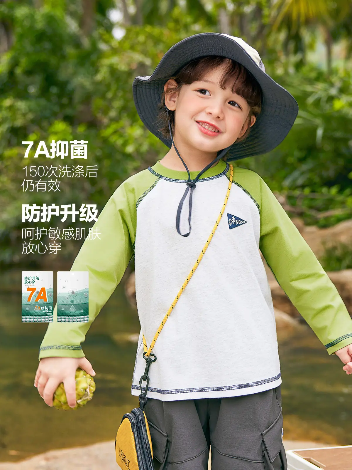 Boys Pure Cotton Camping T-Shirt Green White 2026 - Image 9