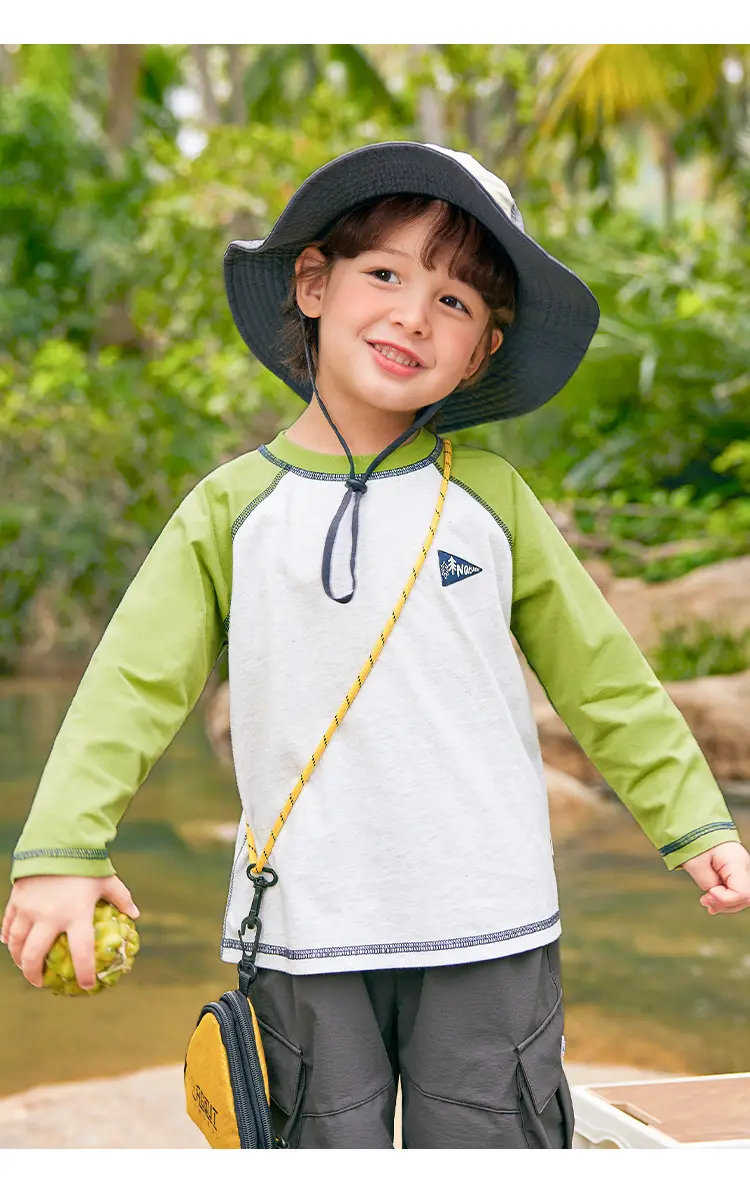 Boys Pure Cotton Camping T-Shirt Green White 2026 — feature 19