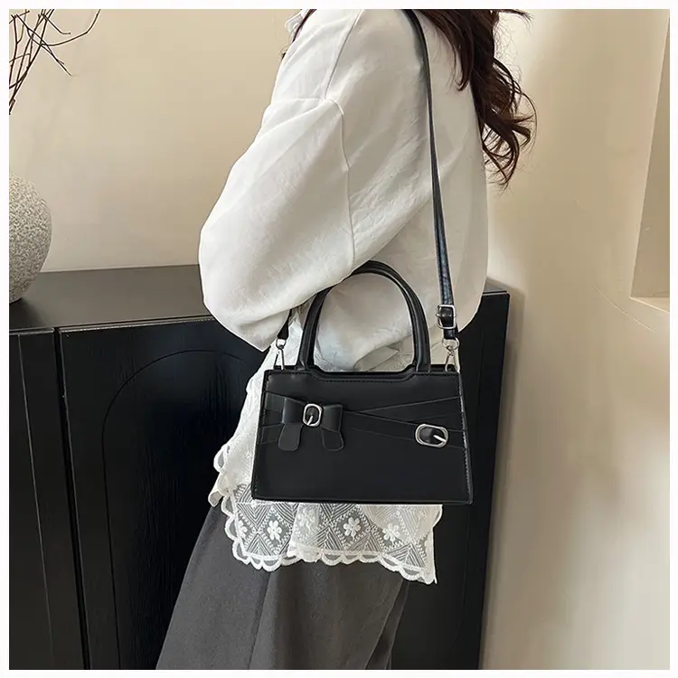 Women's Black Textured Shoulder Crossbody Bag — feature 11