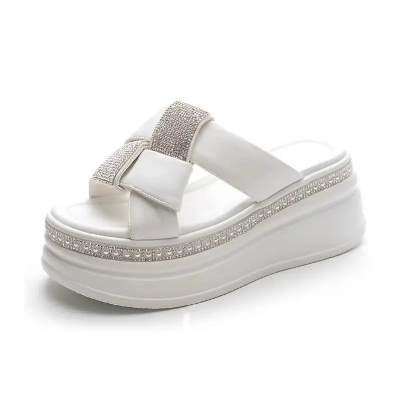 Casual Thick-soled Sandals and Slippers for Women 2025 New Summer High-end Sense Roman Rhinestone Slippers Elegant Fairy Style - Image 7