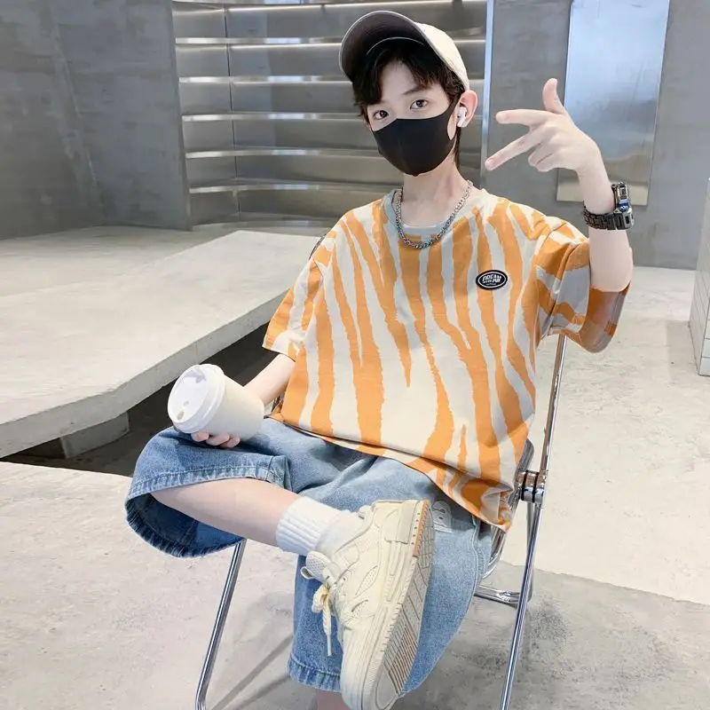 Boy Cotton Striped Shorts Summer Casual Top - Image 3