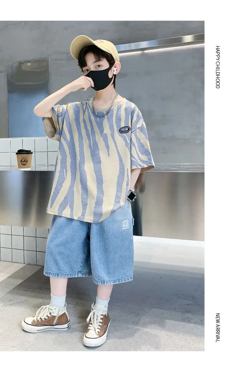 Boy Cotton Striped Shorts Summer Casual Top — feature 11