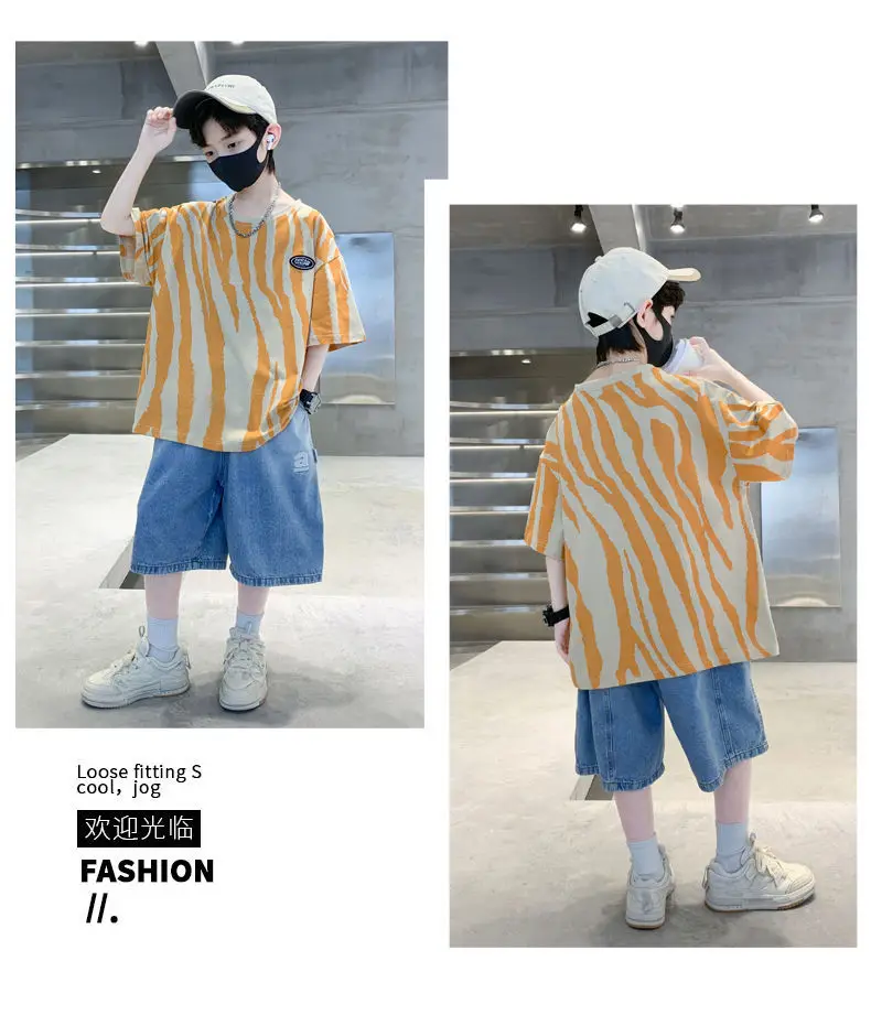 Boy Cotton Striped Shorts Summer Casual Top — feature 14