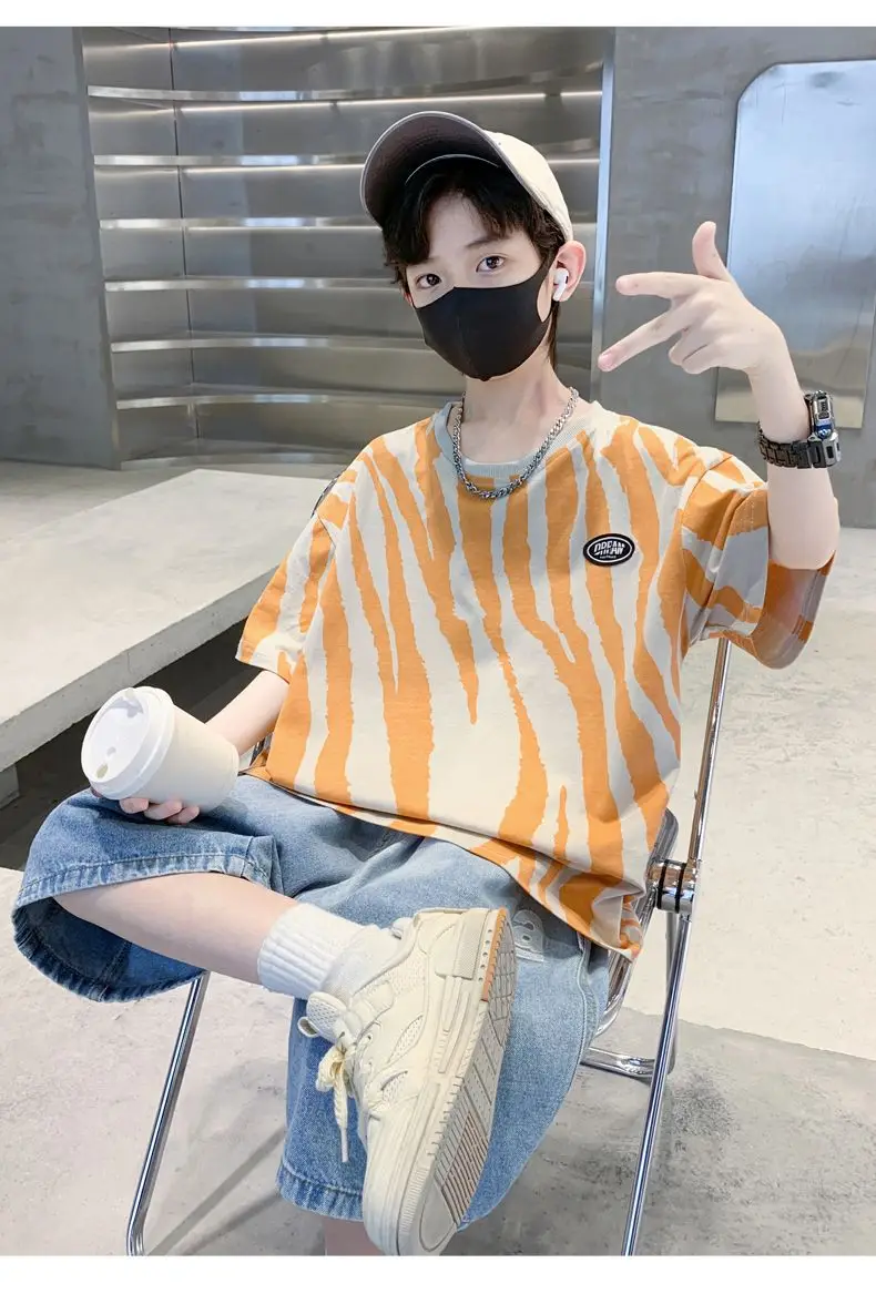 Boy Cotton Striped Shorts Summer Casual Top — feature 15
