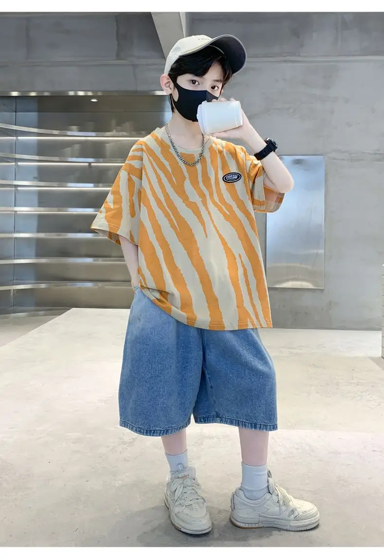 Boy Cotton Striped Shorts Summer Casual Top — feature 16