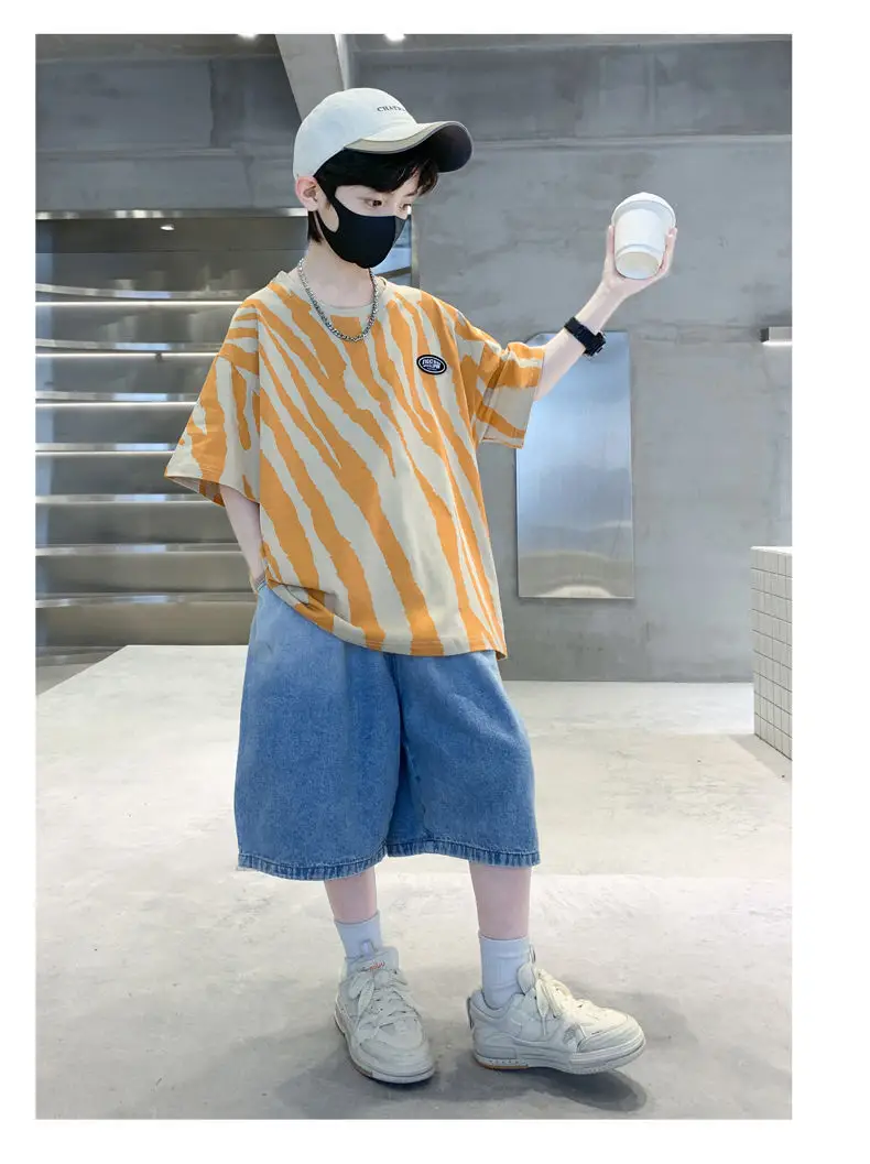 Boy Cotton Striped Shorts Summer Casual Top — feature 19