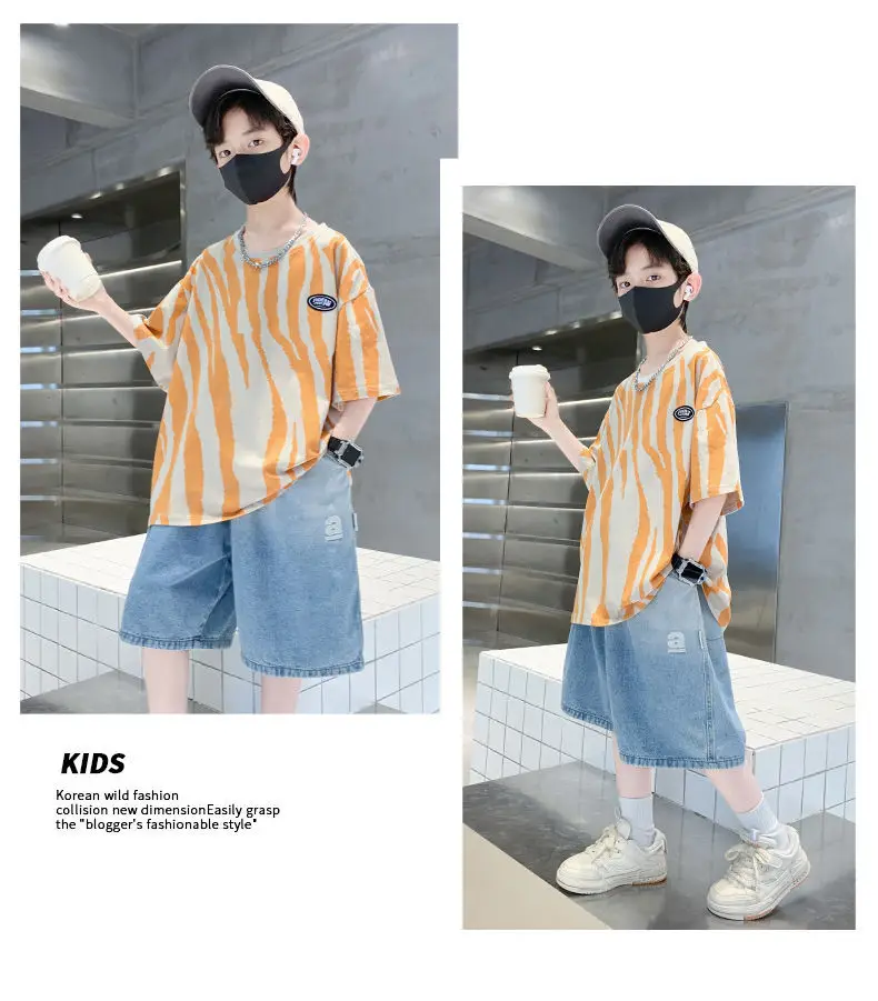 Boy Cotton Striped Shorts Summer Casual Top — feature 21