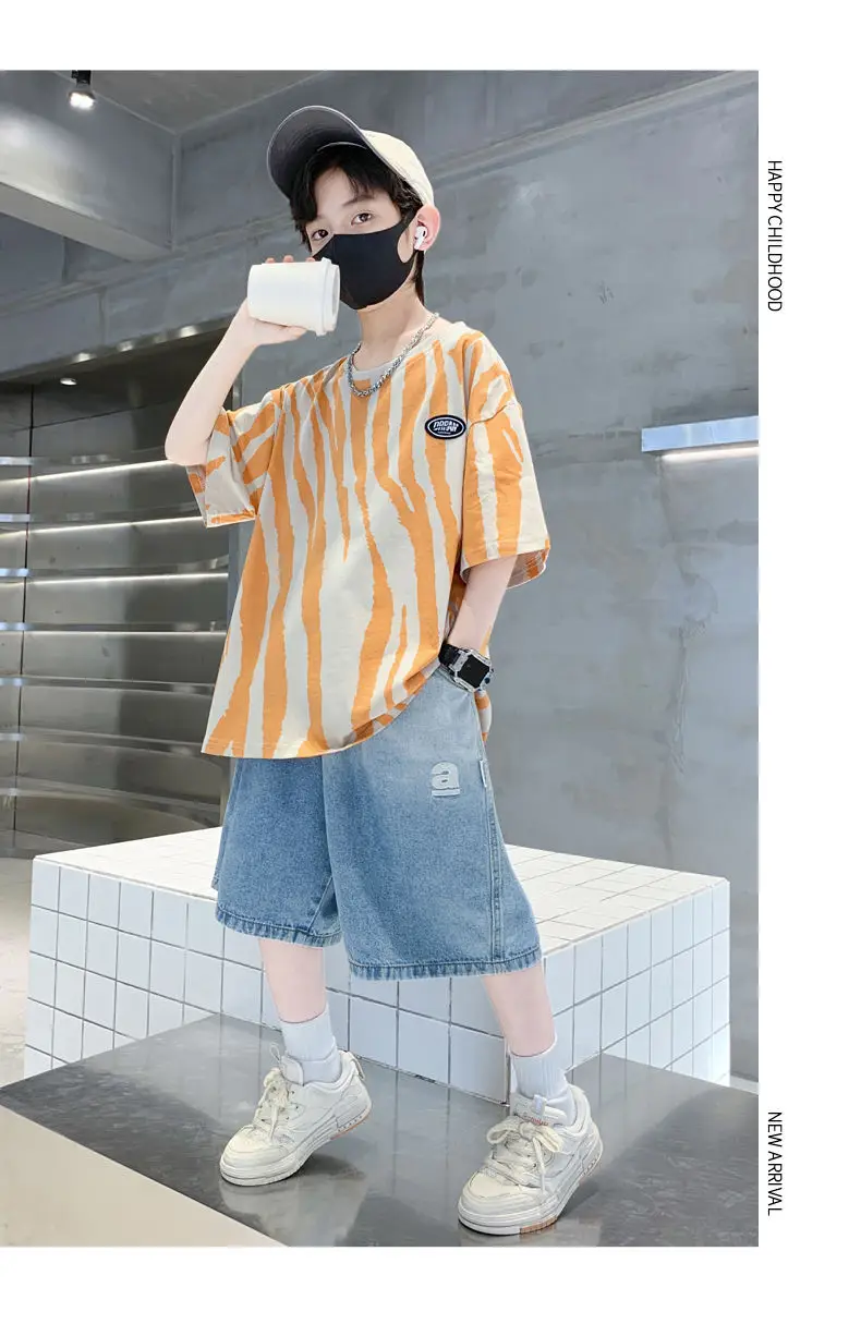 Boy Cotton Striped Shorts Summer Casual Top — feature 22
