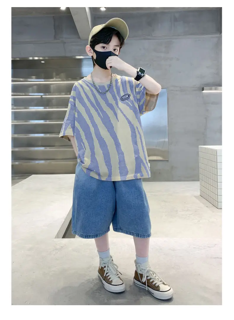 Boy Cotton Striped Shorts Summer Casual Top — feature 6