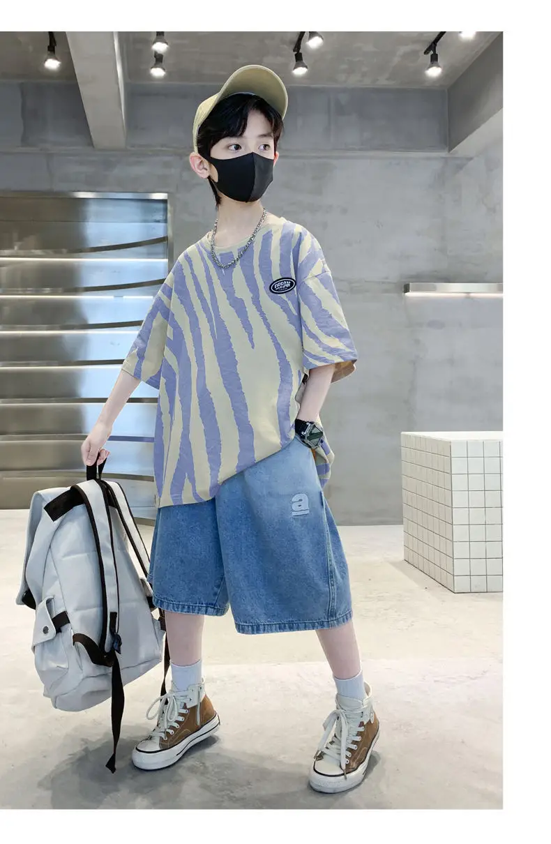Boy Cotton Striped Shorts Summer Casual Top — feature 7