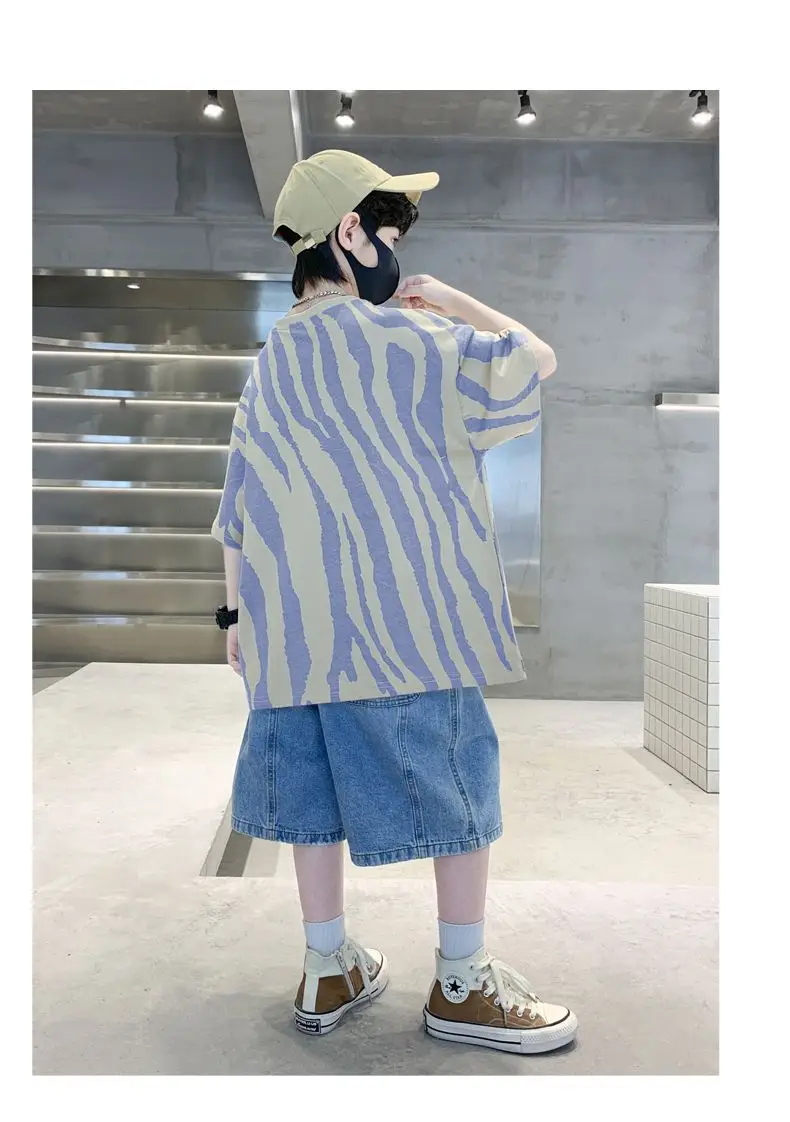 Boy Cotton Striped Shorts Summer Casual Top — feature 8