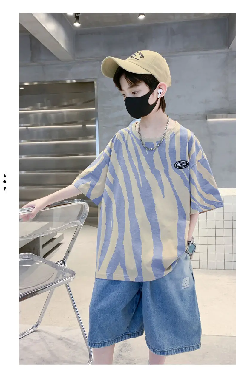 Boy Cotton Striped Shorts Summer Casual Top — feature 9