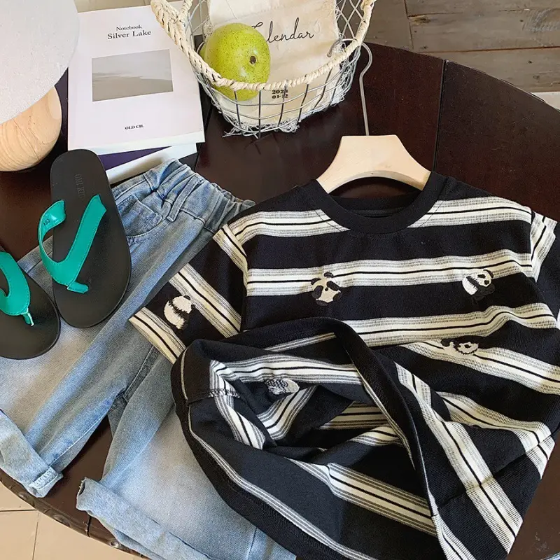 Boys Cotton Striped T-Shirt 2025 Summer - Image 8