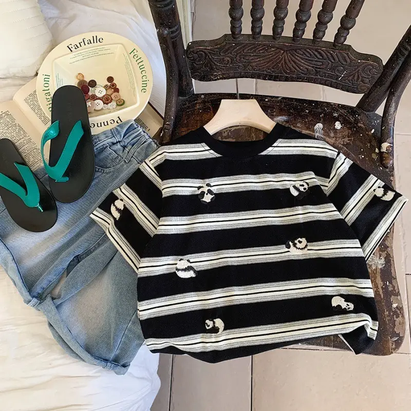Boys Cotton Striped T-Shirt 2025 Summer — feature 14