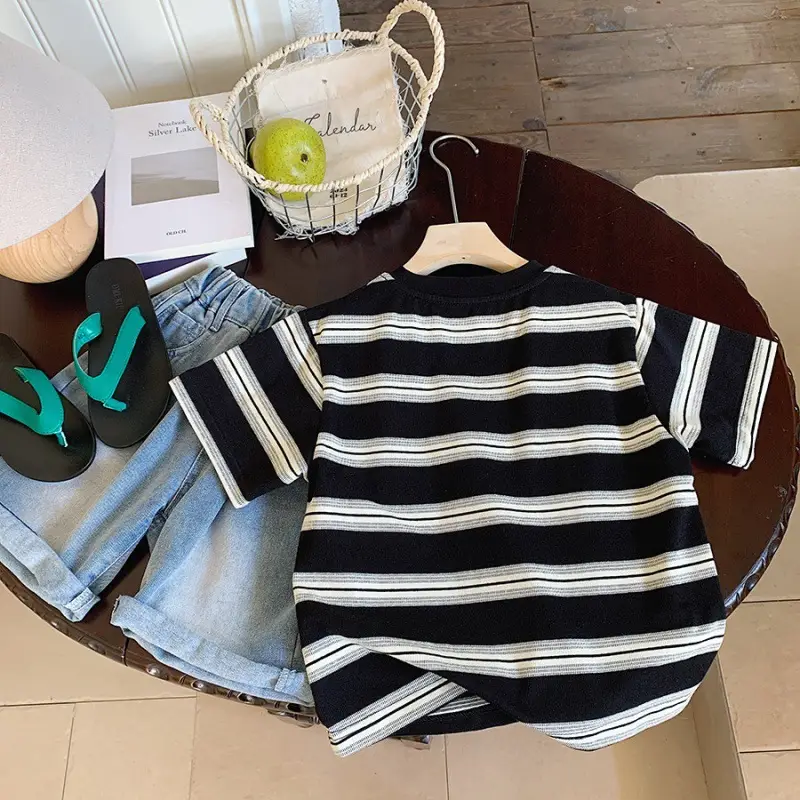 Boys Cotton Striped T-Shirt 2025 Summer — feature 16