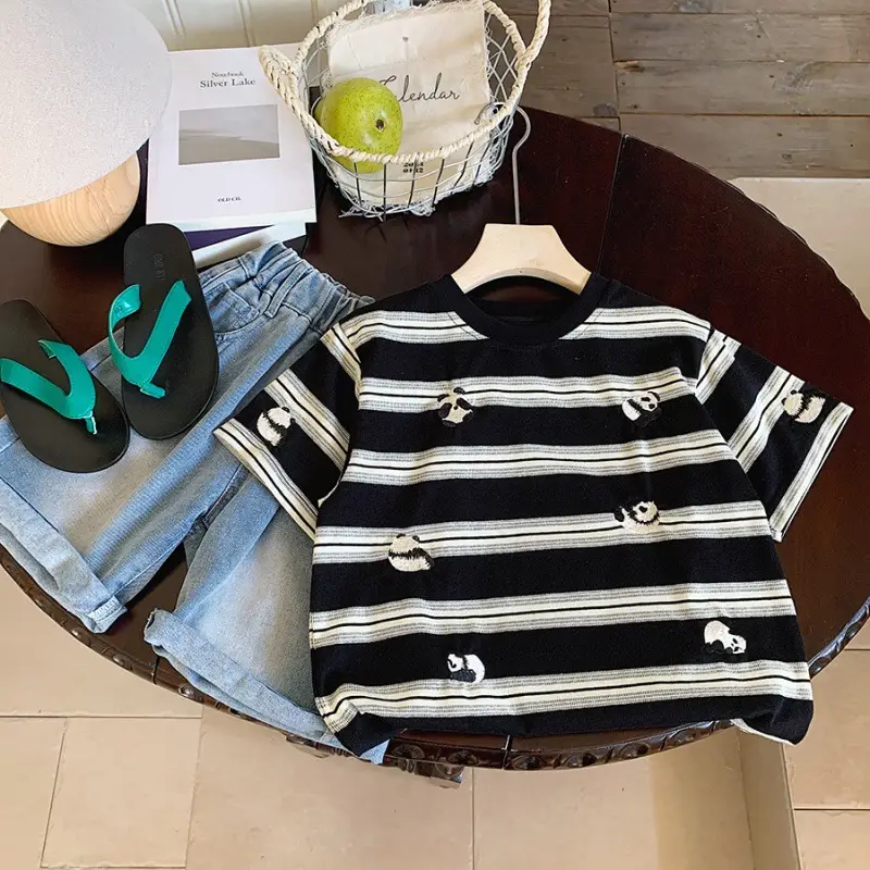 Boys Cotton Striped T-Shirt 2025 Summer