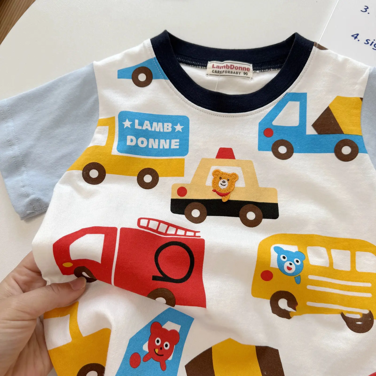 Cute Car Print Boys Cotton T-Shirt White — feature 12