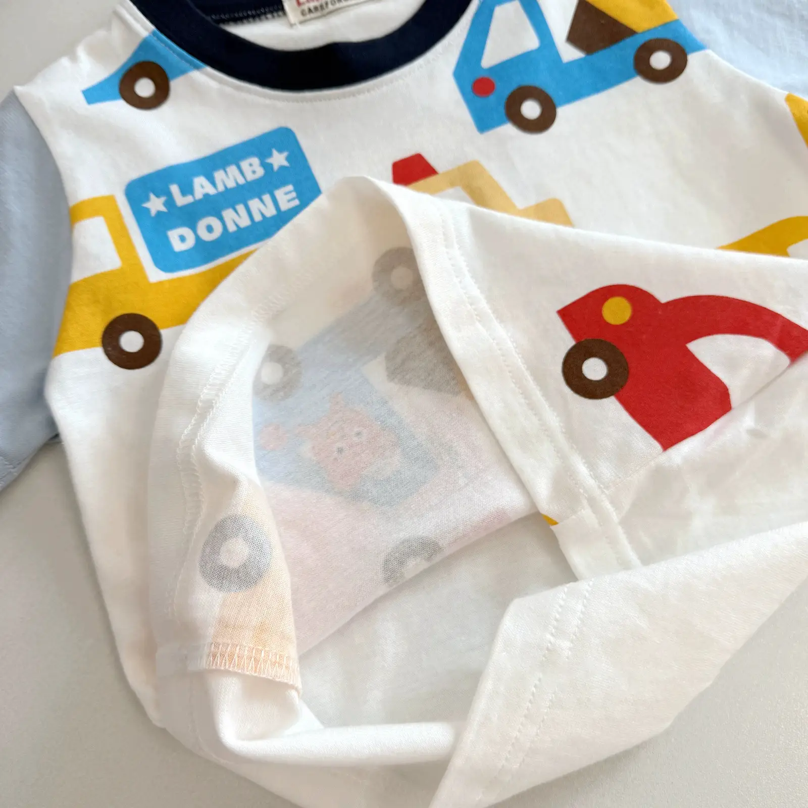 Cute Car Print Boys Cotton T-Shirt White — feature 17