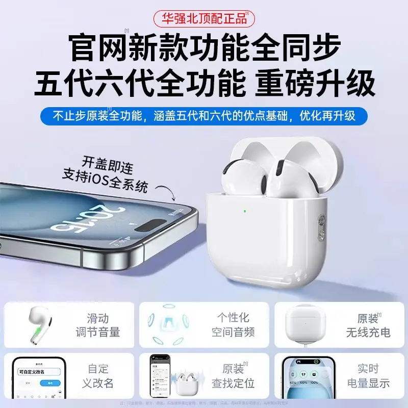 New Wireless Bluetooth Earphones, True Wireless Huaqiangbei Top-Of-The-Line Seventh-Generation Long-Lasting Noise-Cancelling In-Ear Earphones