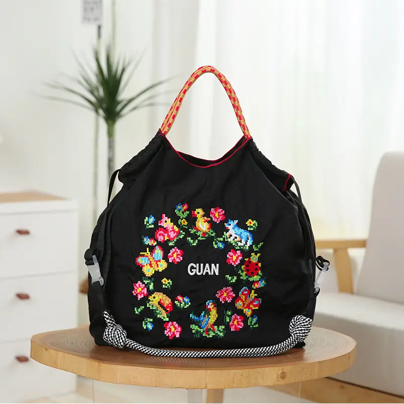 Japanese Embroidered Floral Crossbody Bag for Women - Image 2
