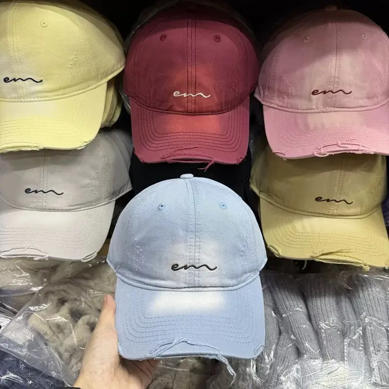 Women Grey Distressed Baseball Cap Spring Summer - Image 10