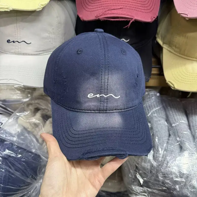 Women Grey Distressed Baseball Cap Spring Summer - Image 11