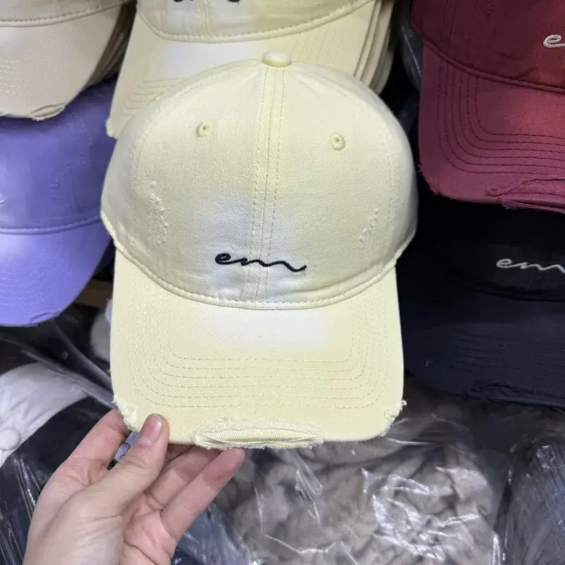 Women Grey Distressed Baseball Cap Spring Summer - Image 12