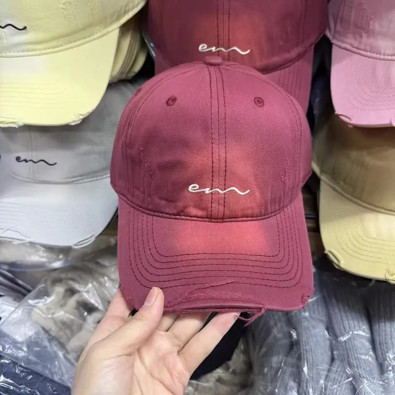 Women Grey Distressed Baseball Cap Spring Summer — feature 10