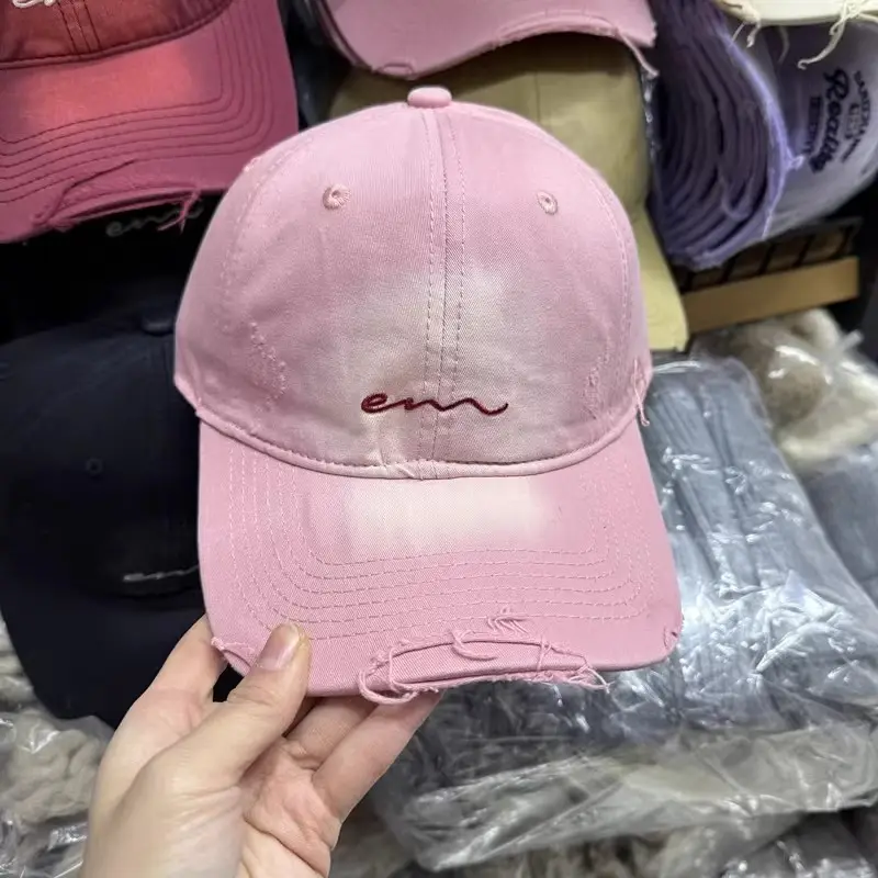 Women Grey Distressed Baseball Cap Spring Summer — feature 12