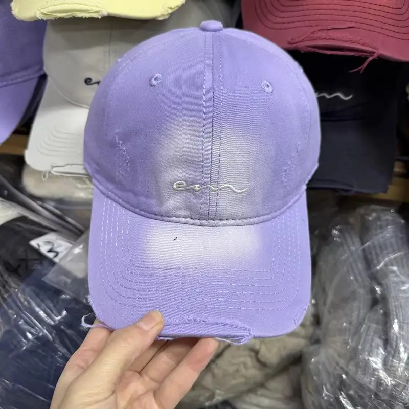 Women Grey Distressed Baseball Cap Spring Summer — feature 6