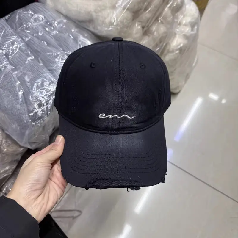 Women Grey Distressed Baseball Cap Spring Summer — feature 8