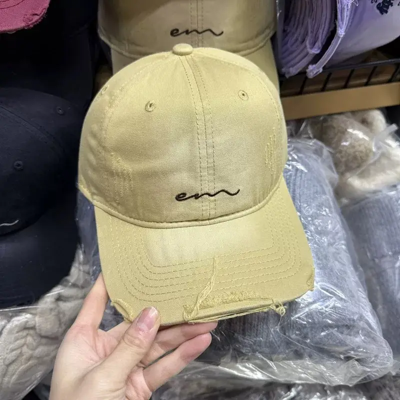Women Grey Distressed Baseball Cap Spring Summer - Image 8