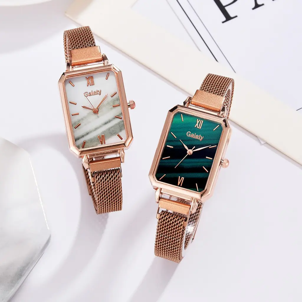 Simple Temperament Light Luxury Small Green Watch Retro Small Square Watch Women's Watch Students Internet Popular Fashion Gift Women's Watch
