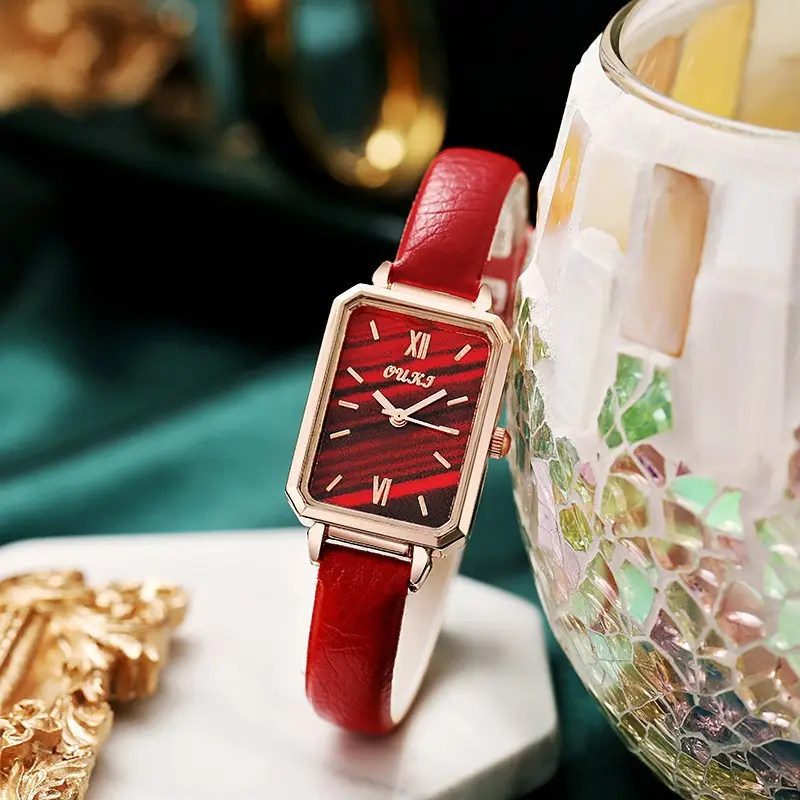 Simple Temperament Light Luxury Small Green Watch Retro Small Square Watch Women's Watch Students Internet Popular Fashion Gift Women's Watch