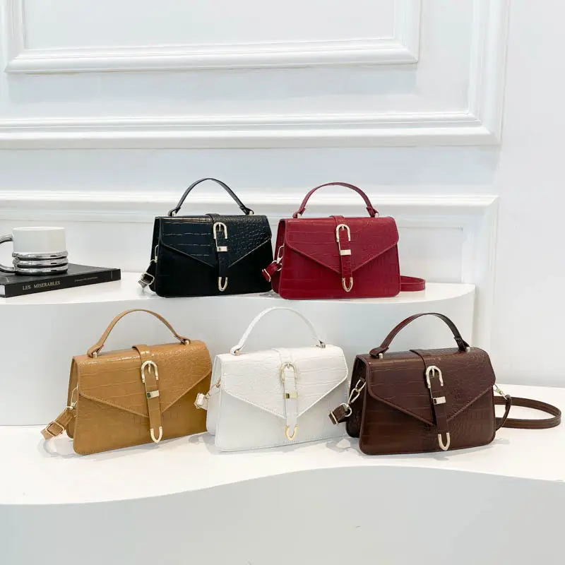 2025 Croc Pattern Shoulder Crossbody Bag Brown White Black - Image 6