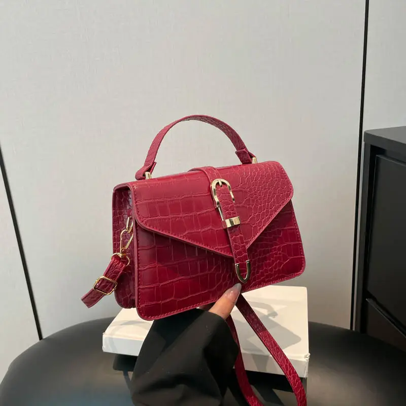 2025 Croc Pattern Shoulder Crossbody Bag Brown White Black - Image 8