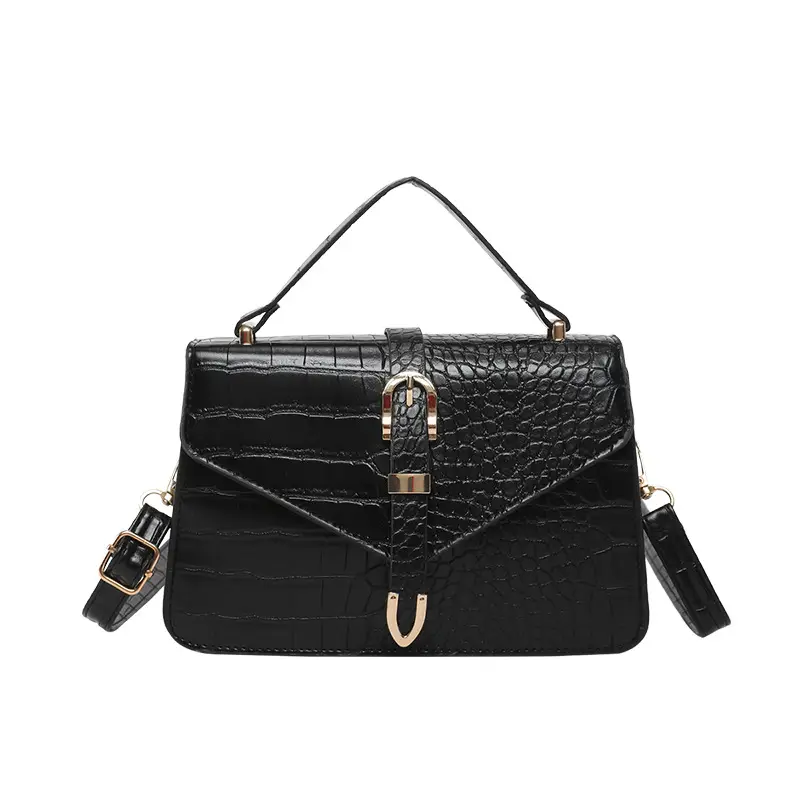 2025 Croc Pattern Shoulder Crossbody Bag Brown White Black - Image 10