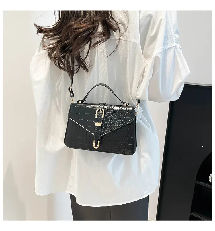 2025 Croc Pattern Shoulder Crossbody Bag Brown White Black β feature 16