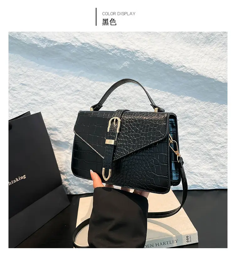 2025 Croc Pattern Shoulder Crossbody Bag Brown White Black β feature 20